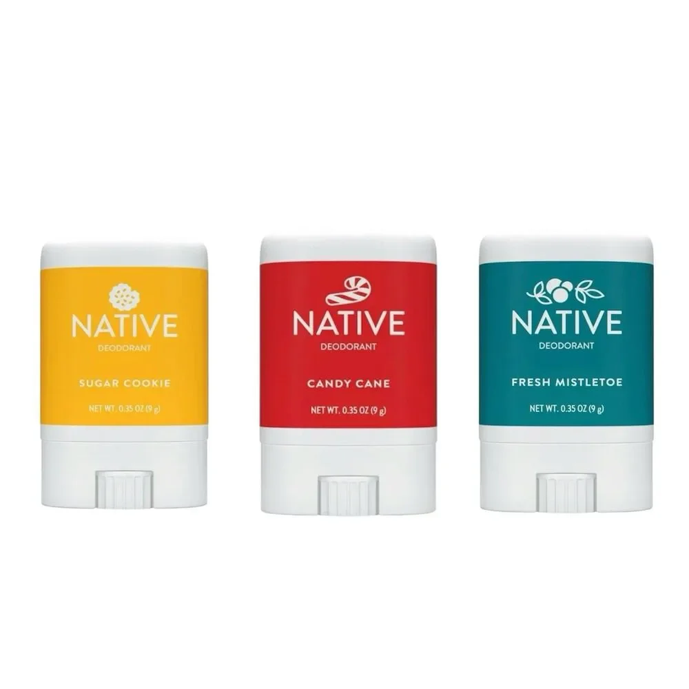 3x Native Holiday Sugar Cookie, Candy Cane and Fresh Mistletoe Deodorant 0.35oz